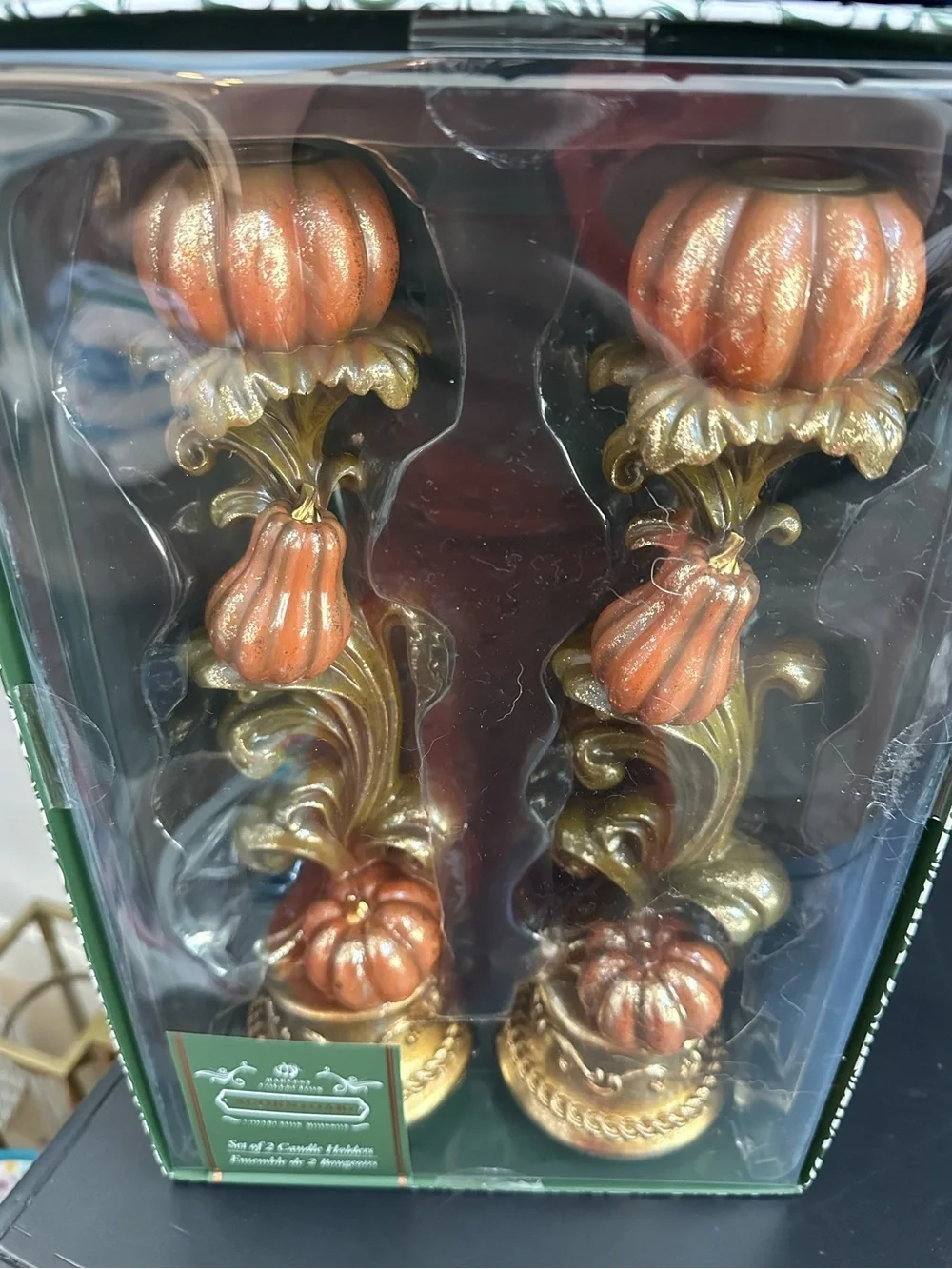 Acorn + Oak Harvest Collection Pumpkin Candle Holders Set of 2 New in Box